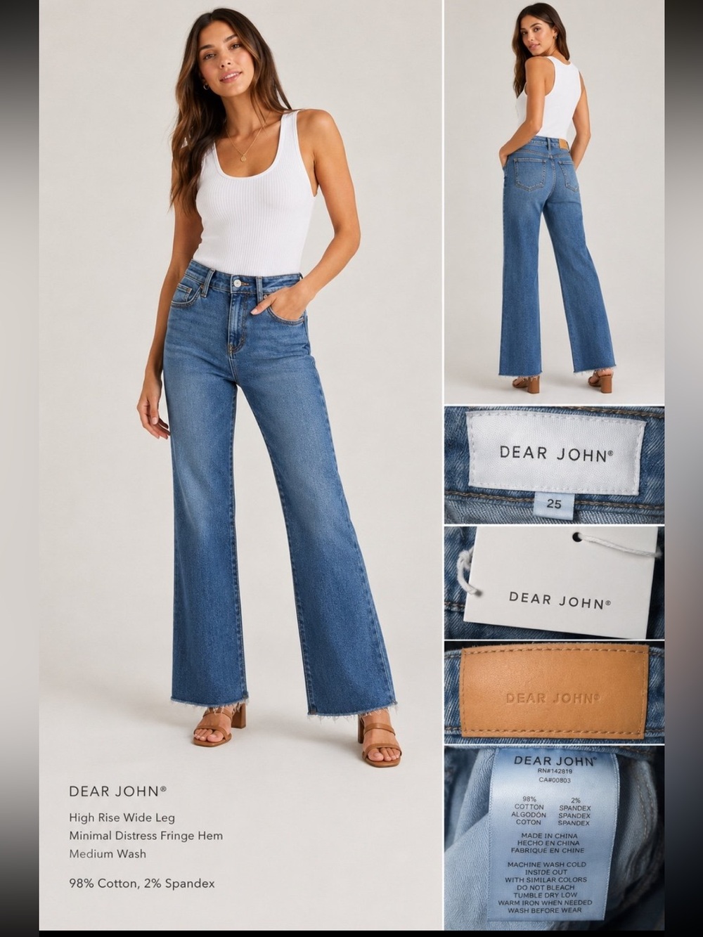 Dear John Medium Blue High-Rise Wide Leg Jeans